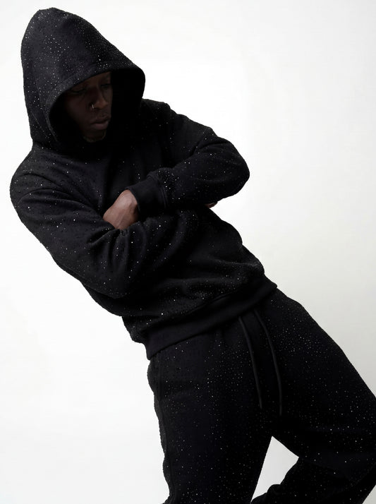 OUTLAW RINESTONE HOODIE BLACK